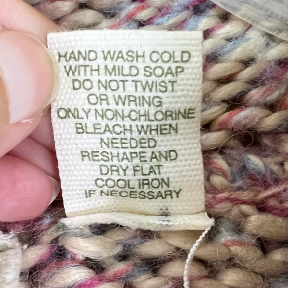 Kenji Multicolored Horn Buckle Hooded Heavyweight Midi Cardigan Sweater Womens M - Picture 9 of 9